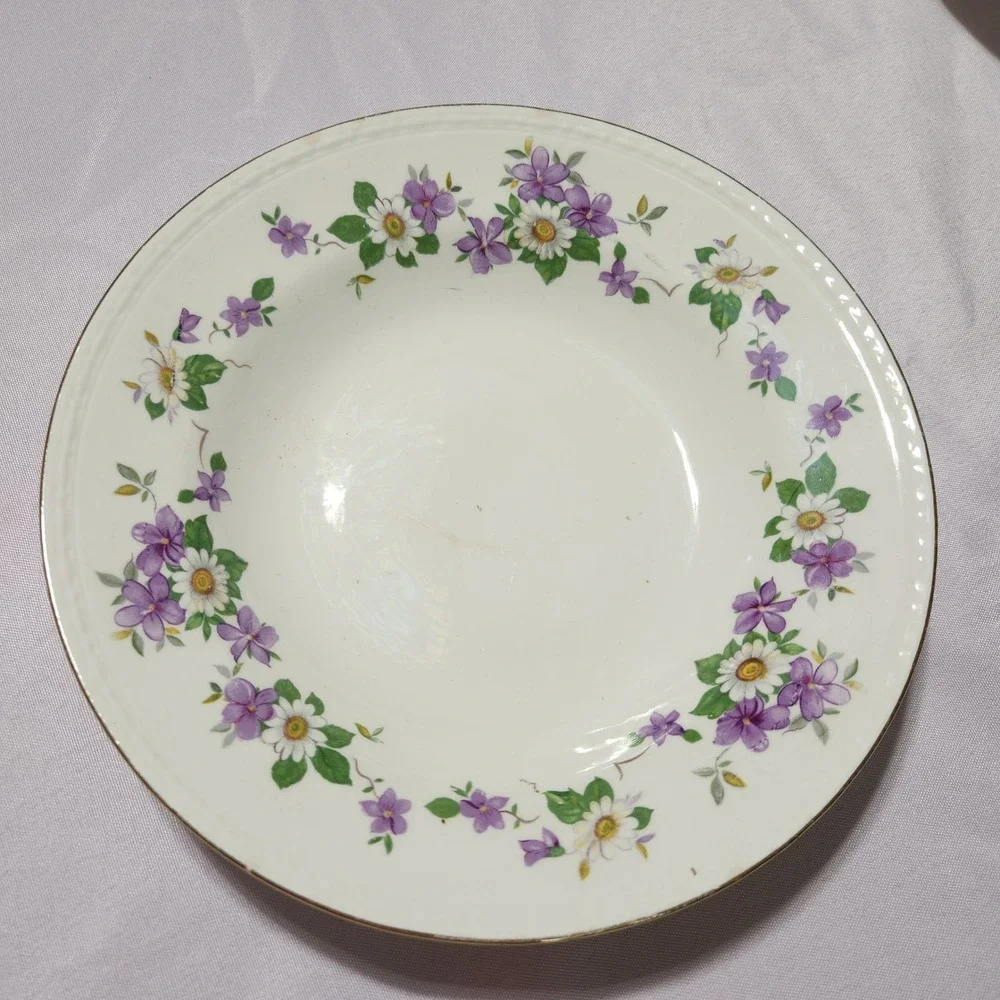 Set of 8 Homer Laughlin Eggshell Georgian Purple Floral Dessert Fruit Bowls USA
